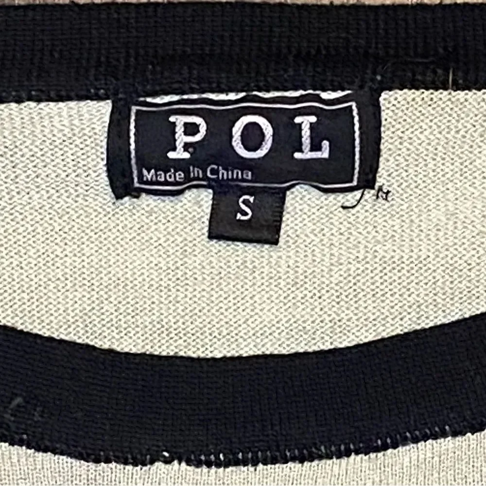 POL Graphic Long Sleeve “BOYS” Shirt Black and Beige Women’s Size Small